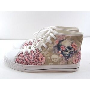 Pink Flora High Top  Lightweight Canvas Shoes Sneakers